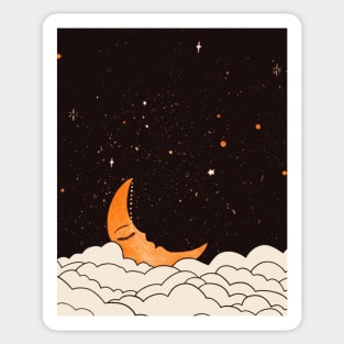 Moon Resting On Clouds Sticker